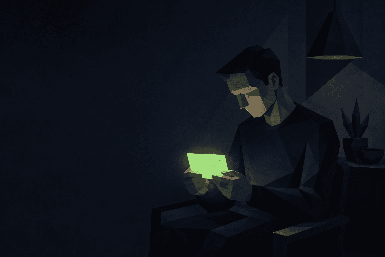 Illustration: eine Person hält eine leuchtende Briefform in beiden Händen
